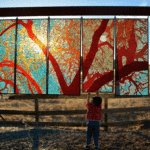 California Oaks 50" x 10' colored glass mosaic on clear tempered glass, 2015 (private collection)